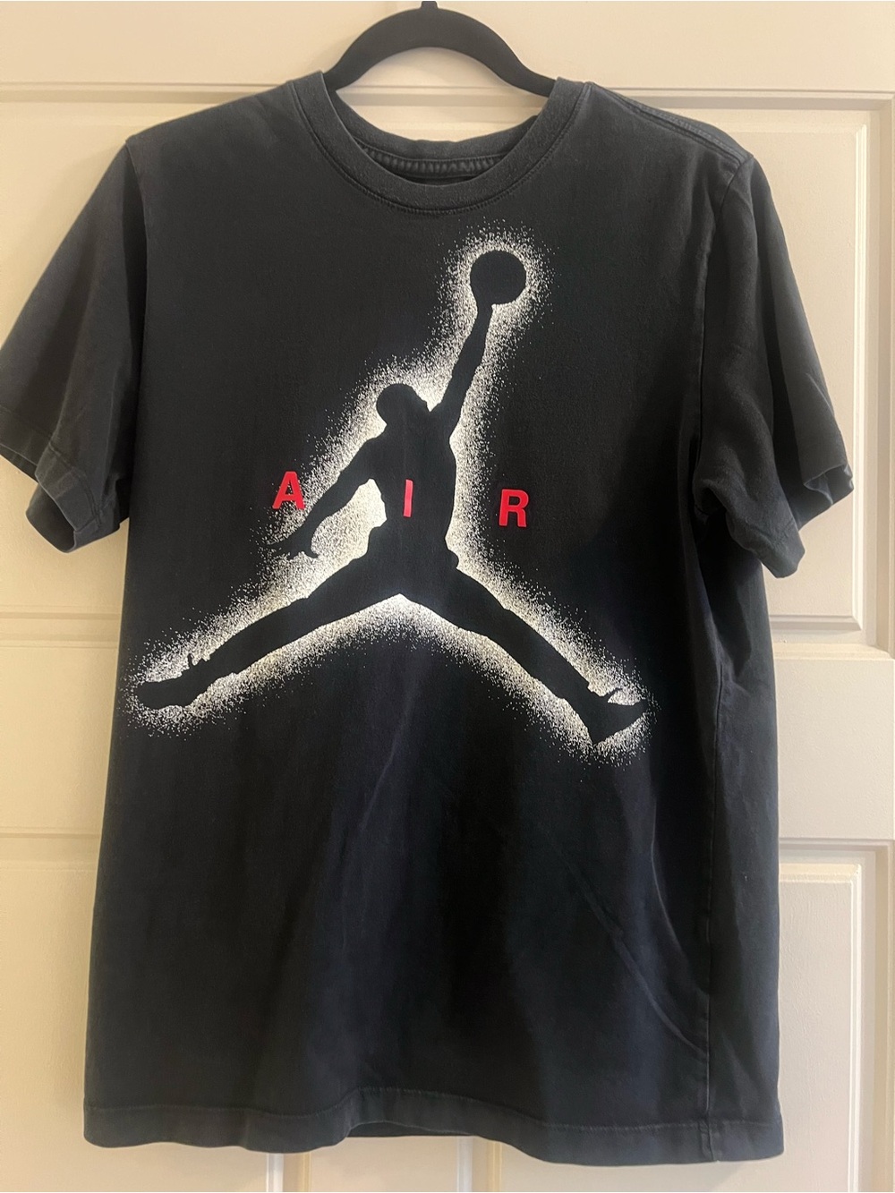 Jordan Black Tee with White Text and Red Jumpman